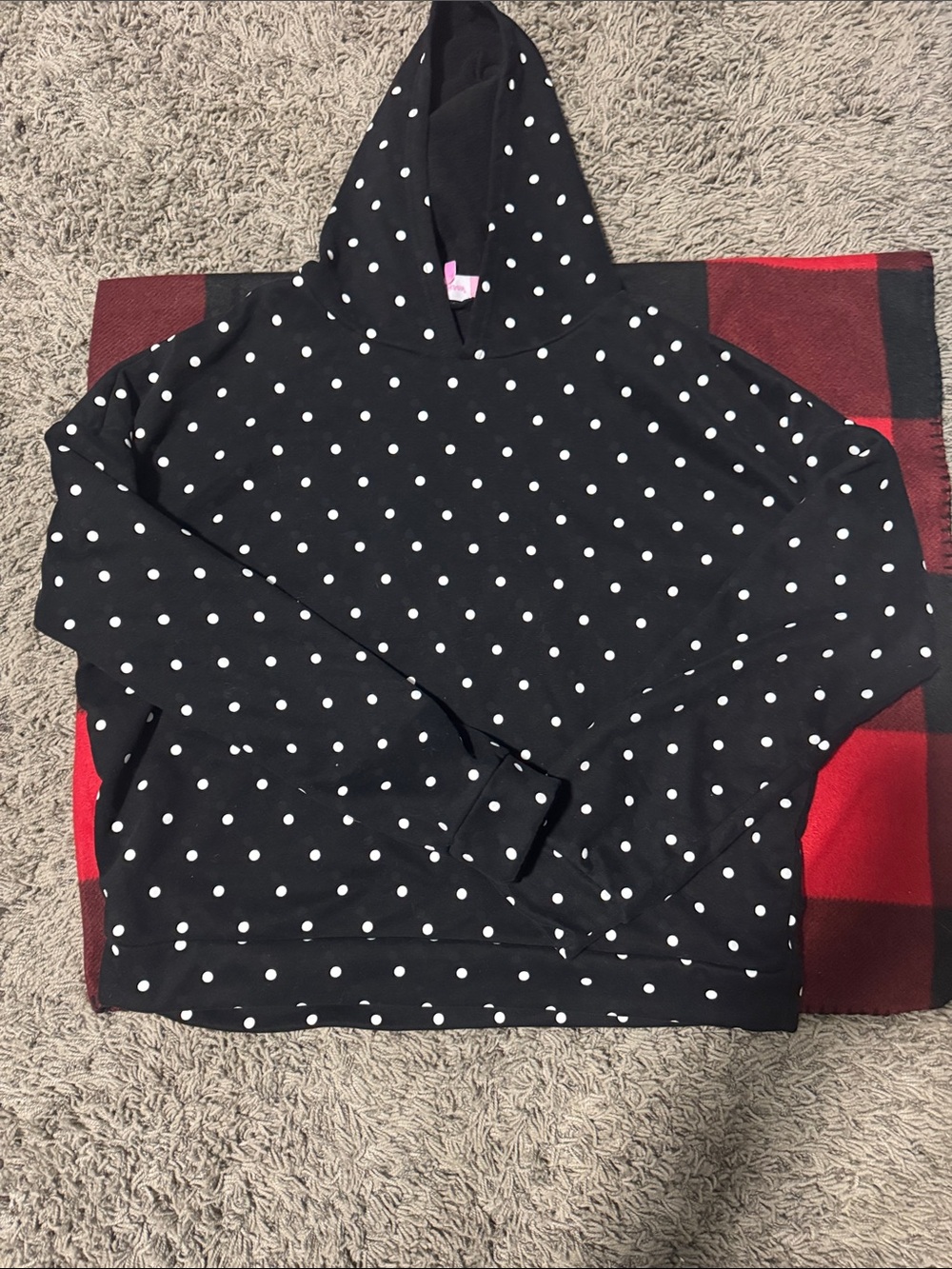 Edikted Black Hoodie with White Polka Dots